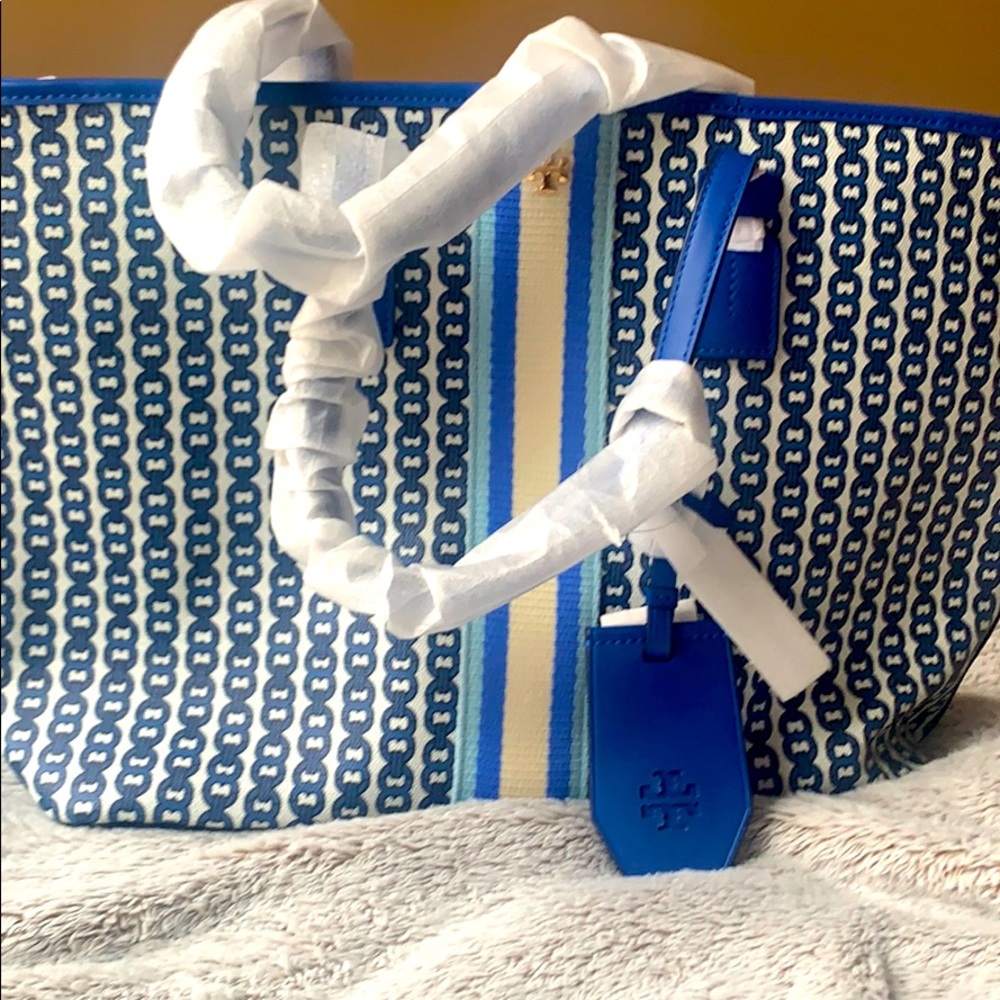 Tory Burch Blue Gemini link tote